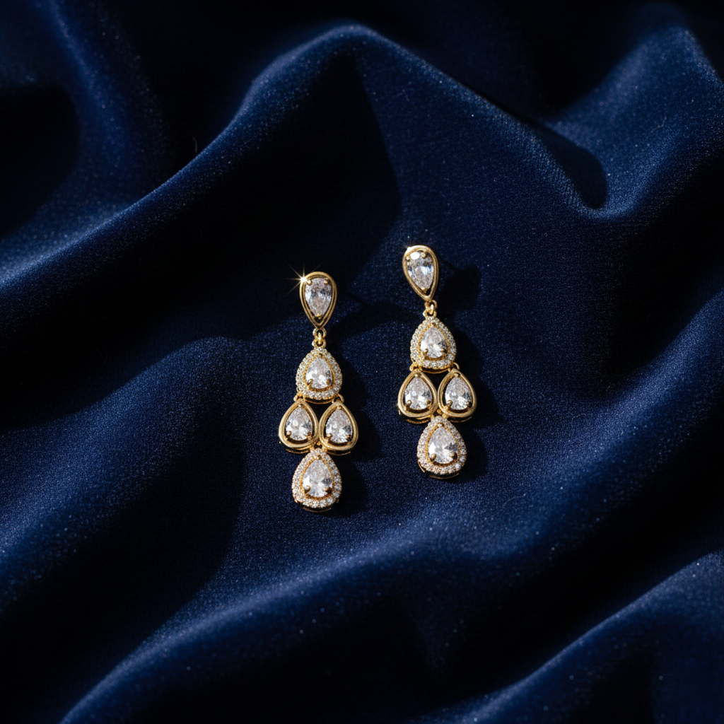 Multi Layered Teardrop Earrings - Gold